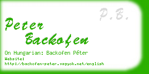 peter backofen business card